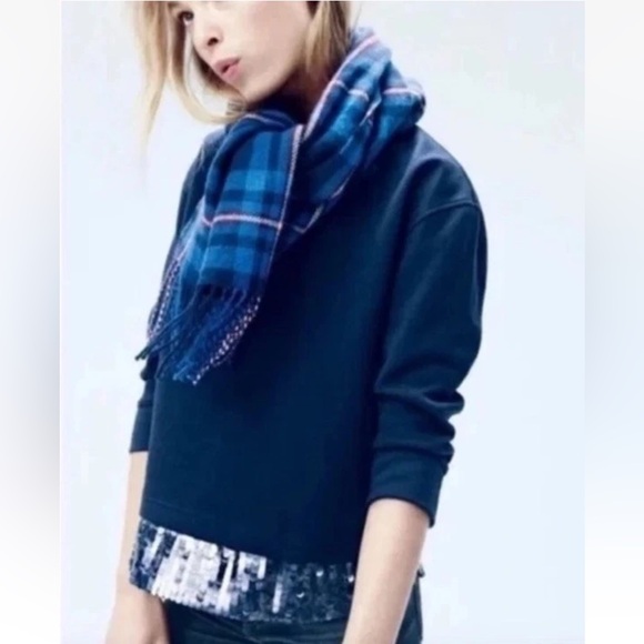 J Crew Womens Navy blue Sequin-trim Sweatshirt Size S - Picture 1 of 7